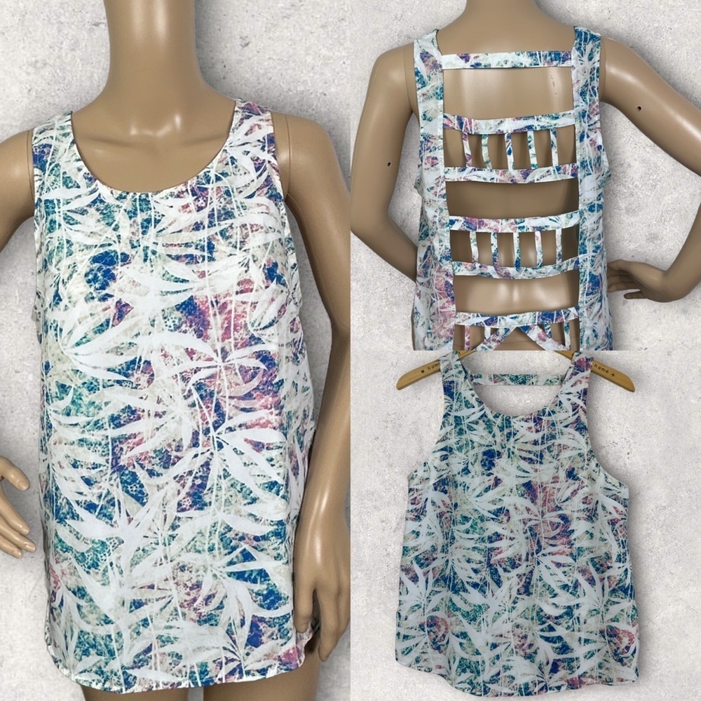 Revolve Lovers Friends Ladder Back Floral Tank Watercolour Print Medium Boho M